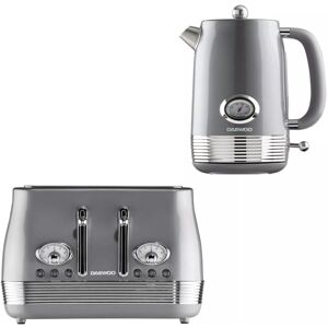 (Smoky Grey) Daewoo Denver Retro Matching Kettle and Toaster Set 1.5 Litre Rapid (Smoky Grey) Daewoo Denver Retro Matching Kettle and Toaster Set 1.5 Litre Rapid
