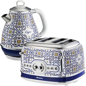 Ariete Capri Jug Kettle & 4 Slice Toaster Set, Italian Tile Design Ariete Capri Jug Kettle & 4 Slice Toaster Set, Italian Tile Design