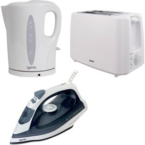 Igenix Kitchen & Home Set - White - 1.7L Kettle, 2-Slice Toaster, Steam Iron Igenix Kitchen & Home Set - White - 1.7L Kettle, 2-Slice Toaster, Steam Iron