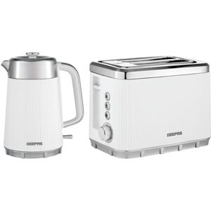 (White) GEEPAS 1.7L Electric Kettle & 2 Slice Toaster Kitchen Combo Set (White) GEEPAS 1.7L Electric Kettle & 2 Slice Toaster Kitchen Combo Set