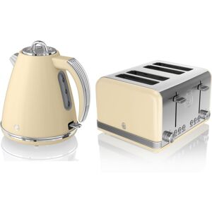 Swan Retro Kitchen Set, 1.5L Fast Boil Kettle & 4 Slice Toaster, Cream EEJB183 Swan Retro Kitchen Set, 1.5L Fast Boil Kettle & 4 Slice Toaster, Cream EEJB183