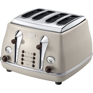 DeLonghi Vintage 4 slot toaster, reheat, defrost, one-side bagel & 6 brow DeLonghi Vintage 4 slot toaster, reheat, defrost, one-side bagel & 6 brow