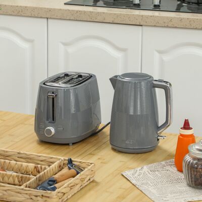 HOMCOM 1.7L Electric Kettle & Toaster Set - Grey HOMCOM 1.7L Electric Kettle & Toaster Set - Grey