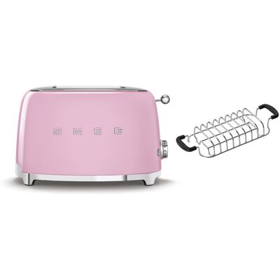 (Pink) Smeg TSF01 2 Slice Toaster + TSBW01 Bun Warmer Bundle (Pink) Smeg TSF01 2 Slice Toaster + TSBW01 Bun Warmer Bundle