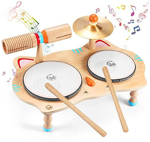 Unbranded Sweet time Kids Drum Set, Baby Musical Instruments Toys for Toddlers, 6 in 1 Woo