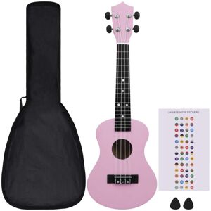 vidaXL Soprano Ukulele Set with Bag for Kids Pink 23" Music String Instrument vidaXL Soprano Ukulele Set with Bag for Kids Pink 23" Music String Instrument