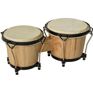 HOMCOM Wooden Bongo Drum Set w/ Sheepskin Drum Head Φ7.75" & Φ7" Tuning Wrench HOMCOM Wooden Bongo Drum Set w/ Sheepskin Drum Head Φ7.75" & Φ7" Tuning Wrench