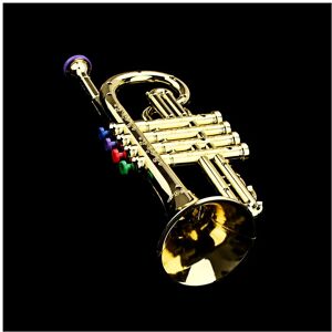 Torribaly Trumpet Kids Musical Educational Toy ABS Gold Trumpet with 4 Colored Keys Torribaly Trumpet Kids Musical Educational Toy ABS Gold Trumpet with 4 Colored Keys