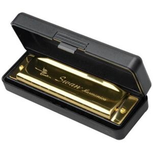 Unbranded Swan Harmonica 10 Holes Key of C GOLDEN with Case Blues Harp Unbranded Swan Harmonica 10 Holes Key of C GOLDEN with Case Blues Harp
