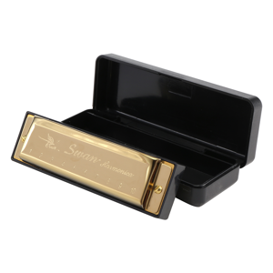 Ergonomie ohne Grenzen Swan Harmonica 10 Holes Key of C GOLDEN with Case Blues Harp Ergonomie ohne Grenzen Swan Harmonica 10 Holes Key of C GOLDEN with Case Blues Harp