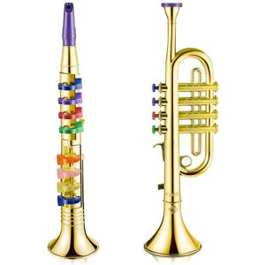 Unbranded Set of 2 Music Instruments Trumpet and Saxophone Portable Clarinet with Colored Unbranded Set of 2 Music Instruments Trumpet and Saxophone Portable Clarinet with Colored