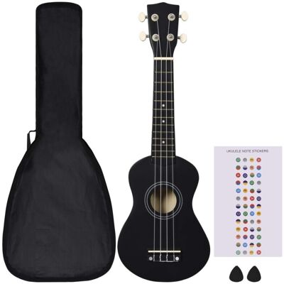 vidaXL Soprano Ukulele Set with Bag for Kids Black 21" Adult Music Instrument vidaXL Soprano Ukulele Set with Bag for Kids Black 21" Adult Music Instrument