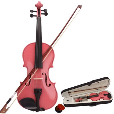 Unbranded Full Size 4/4 Acoustic Violin Set with Case + Bow + Rosin Pink Unbranded Full Size 4/4 Acoustic Violin Set with Case + Bow + Rosin Pink