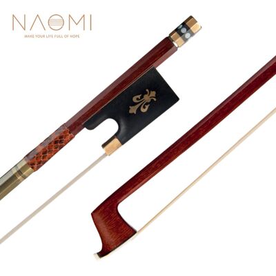 Unbranded NAOMI 4/4 Violin Bow Pernambuco Stick W/ Ebony Frog Snake Skin Grip White Horseh Unbranded NAOMI 4/4 Violin Bow Pernambuco Stick W/ Ebony Frog Snake Skin Grip White Horseh