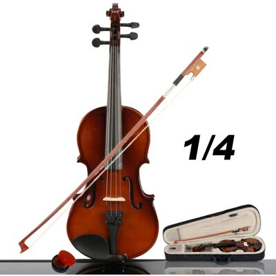 MCH 1/4 Size Beginners Acoustic Violin Set Natural With Case Bow Rosin Bridge UK MCH 1/4 Size Beginners Acoustic Violin Set Natural With Case Bow Rosin Bridge UK