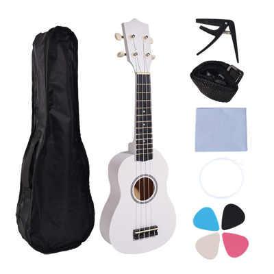 kepptory 21Inch Ukulele Set for Beginners 4-String with Bag Clip&4 Picks-White kepptory 21Inch Ukulele Set for Beginners 4-String with Bag Clip&4 Picks-White