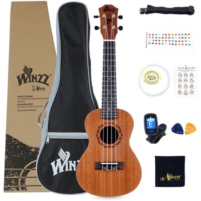 Lovii Concert Mahogany Wooden Ukulele 21 Inch Starter Kit Lovii Concert Mahogany Wooden Ukulele 21 Inch Starter Kit