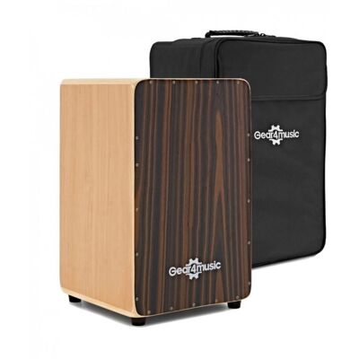 Gear4music Cajon Drum with Seatpad and Gigbag Ebony Gear4music Cajon Drum with Seatpad and Gigbag Ebony