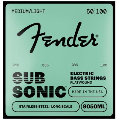 Fender Flatwound String Set For Electric Bass-9050ML (050/100) - Stainless Steel Fender Flatwound String Set For Electric Bass-9050ML (050/100) - Stainless Steel