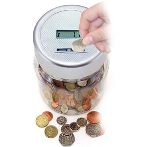 Taylor Silver Digital Coin Counter With LCD Display Money Saving Jar Box Taylor Silver Digital Coin Counter With LCD Display Money Saving Jar Box