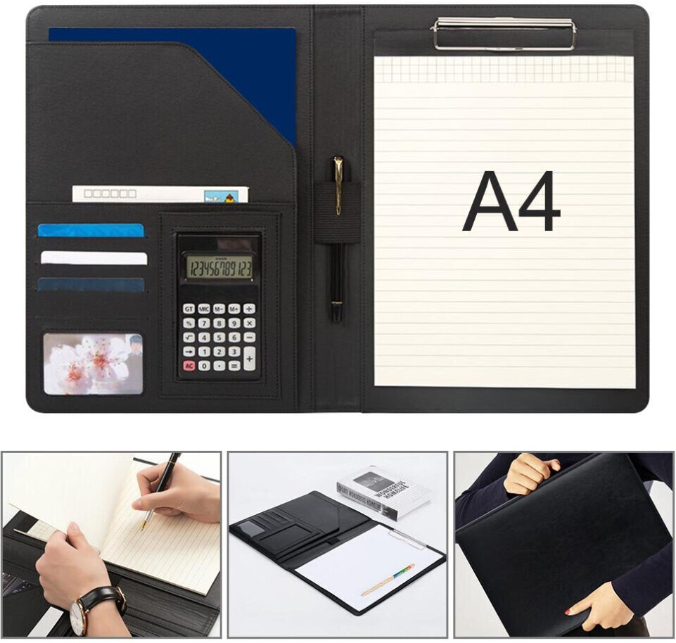 Unbranded A4 Conference Folder Folio Case Clipboard PU Leather Business Document Organiser