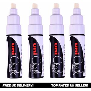 Uni-Ball Uni Chalk PWE-8K Large Broad Chalk Marker Blackboard Pens - White - Set of 4 Uni-Ball Uni Chalk PWE-8K Large Broad Chalk Marker Blackboard Pens - White - Set of 4