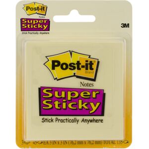 3M Post-It Super Sticky Notes 3"X3" 3/Pkg-Canary Yellow W/45 Sheets 3M Post-It Super Sticky Notes 3"X3" 3/Pkg-Canary Yellow W/45 Sheets