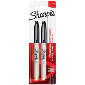 Sharpie Permanent Markers, Fine Tip - Black, Pack of 2 Sharpie Permanent Markers, Fine Tip - Black, Pack of 2