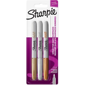 Sharpie Permanent Markers, Fine Tip - Assorted Metallic Colours, Pack of 3 Sharpie Permanent Markers, Fine Tip - Assorted Metallic Colours, Pack of 3