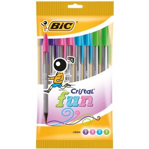 BIC Cristal Fun Ballpoint Pens Wide Point (1.6 mm) – Assorted Colours, Pouch of BIC Cristal Fun Ballpoint Pens Wide Point (1.6 mm) – Assorted Colours, Pouch of