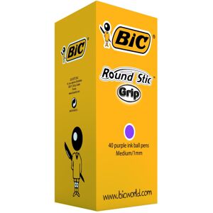 BIC Round Stic Grip Ballpoint Pens Purple 40 Box BIC Round Stic Grip Ballpoint Pens Purple 40 Box
