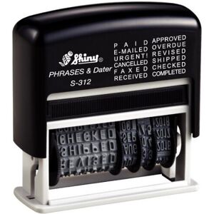 Shiny-S Shiny S-312 Self-Inking Dial-a-Phrase Date Stamp 12 Phrases 3.8mm Character Heig Shiny-S Shiny S-312 Self-Inking Dial-a-Phrase Date Stamp 12 Phrases 3.8mm Character Heig