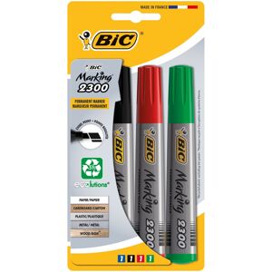 BIC Marking 2300 Permanent Markers Chisel Tip Assorted Colours 4 Pack BIC Marking 2300 Permanent Markers Chisel Tip Assorted Colours 4 Pack