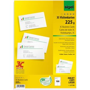 Sigel LP795 225 gsm A4 85x55mm 3C Bright White Business Cards - 100 pcs Sigel LP795 225 gsm A4 85x55mm 3C Bright White Business Cards - 100 pcs