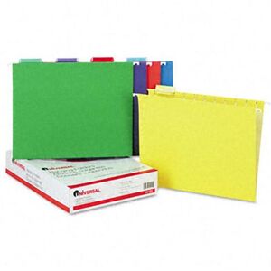 Universal 14121 Hanging File Folders- 1/5 Tab- 11 Point- Letter- Assorted Colors Universal 14121 Hanging File Folders- 1/5 Tab- 11 Point- Letter- Assorted Colors