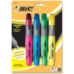Bic Corporation BICBLMGP41ASST Brite Liner Highlighter- W-Rubber Grip- Chisel Ti Bic Corporation BICBLMGP41ASST Brite Liner Highlighter- W-Rubber Grip- Chisel Ti