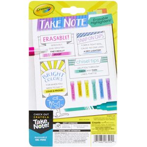 Crayola Take Note! Erasable Highlighters 6/Pkg- Crayola Take Note! Erasable Highlighters 6/Pkg-