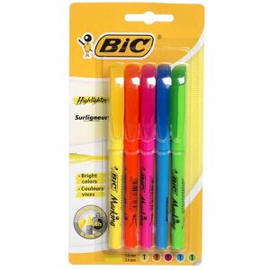 BiC Brightly Coloured Highlighter Pen Set Medium Nib Assorted Colours Pack Of 5 BiC Brightly Coloured Highlighter Pen Set Medium Nib Assorted Colours Pack Of 5