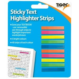 Tiger Stationery Text Highlighter Strips Flag Neon Page Marker by Tiger 200 Pack Tiger Stationery Text Highlighter Strips Flag Neon Page Marker by Tiger 200 Pack