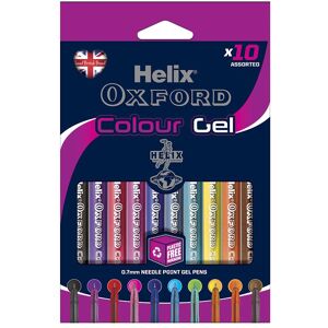 Helix Oxford Colour Gel Pens (x10 Pack Assorted Colours) with Plastic Free Packa Helix Oxford Colour Gel Pens (x10 Pack Assorted Colours) with Plastic Free Packa
