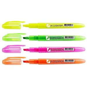 Crown H-500 Highlighter Pens Chisel Tip Slim Highlighters - Wallet Of 4 - With B Crown H-500 Highlighter Pens Chisel Tip Slim Highlighters - Wallet Of 4 - With B