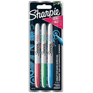 Sharpie Metallic Permanent Markers Fine Point Assorted Colours 3 Count Sharpie Metallic Permanent Markers Fine Point Assorted Colours 3 Count