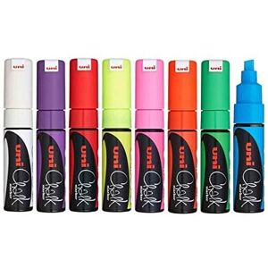 Uni-Ball Uni Assorted Colour Chisel Nib Tip (8mm) Liquid Chalk Marker Pen Colour Whiteboa Uni-Ball Uni Assorted Colour Chisel Nib Tip (8mm) Liquid Chalk Marker Pen Colour Whiteboa