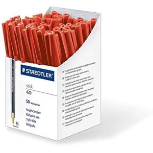 Staedtler Stick 430 M-2CP5 Ballpoint Pen Medium - Red (Box of 50) Staedtler Stick 430 M-2CP5 Ballpoint Pen Medium - Red (Box of 50)