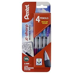 Pentel E-Sharp mechanical pencil, Assorted colours, 1 blister of 4 pencils Pentel E-Sharp mechanical pencil, Assorted colours, 1 blister of 4 pencils