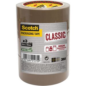 Scotch Packaging Tape Roll - Brown - 50 mm x 66 m Pack of 3 Scotch Packaging Tape Roll - Brown - 50 mm x 66 m Pack of 3