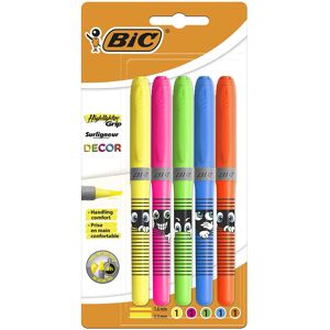 BIC Highlighter Grip Decor Highlighter with Chisel Tip - Assorted Colours, Pack BIC Highlighter Grip Decor Highlighter with Chisel Tip - Assorted Colours, Pack