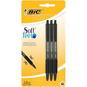 BIC Soft Feel Ballpoint Pens - Black - Pack of 3 Pens - Medium Point (1.0 mm) wi BIC Soft Feel Ballpoint Pens - Black - Pack of 3 Pens - Medium Point (1.0 mm) wi