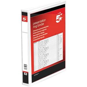 5 Star Office 5 Star Presentation Ring Binder PVC 2 D-Ring 38mm Size A4 White Ref 36130 [Pack 5 Star Office 5 Star Presentation Ring Binder PVC 2 D-Ring 38mm Size A4 White Ref 36130 [Pack