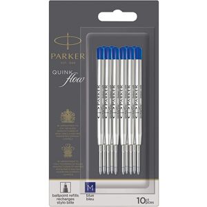 Parker QUINKflow Ballpoint Pen Ink Refills Medium Tip Blue 10 Count Parker QUINKflow Ballpoint Pen Ink Refills Medium Tip Blue 10 Count